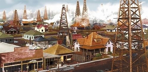 A forest of oil derricks rising over Burkburnett during the 1918 boom